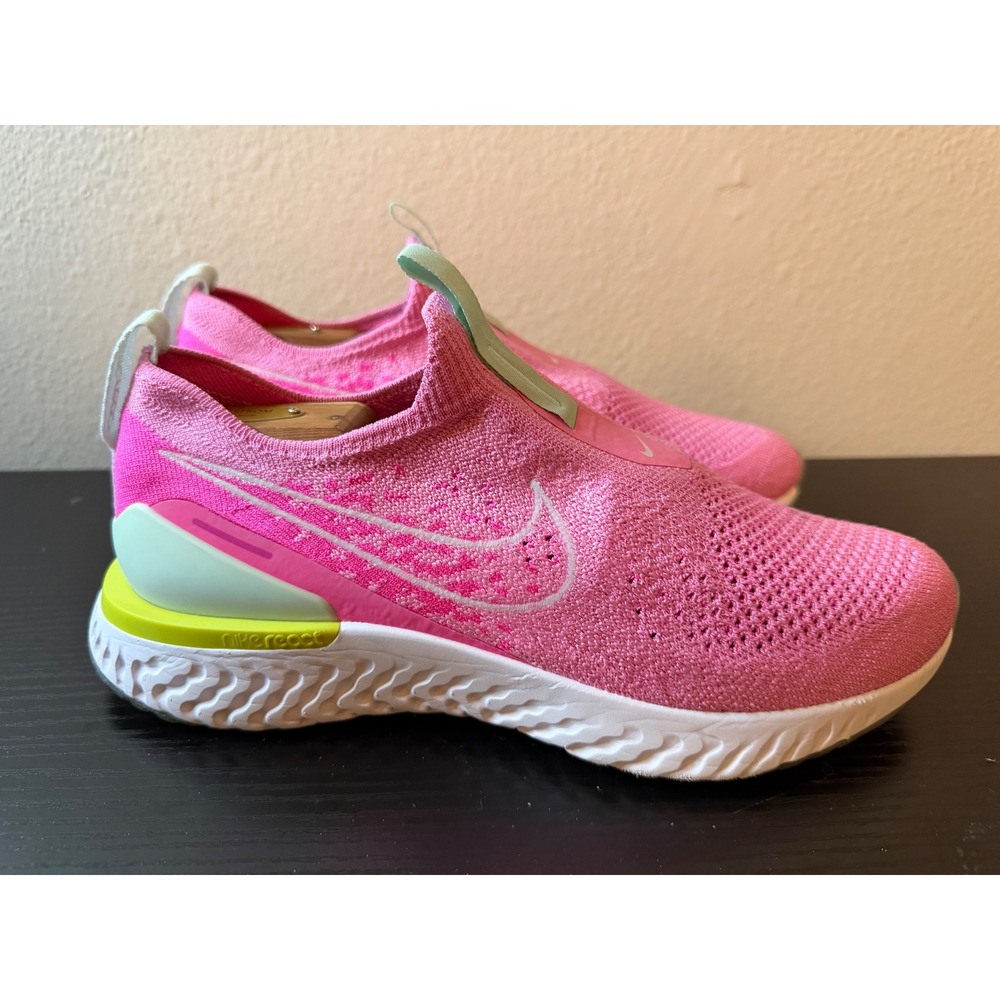 Nike Epic React Phantom Flyknit Pink Lime Womens Size 9 Running Shoes CJ0172-600